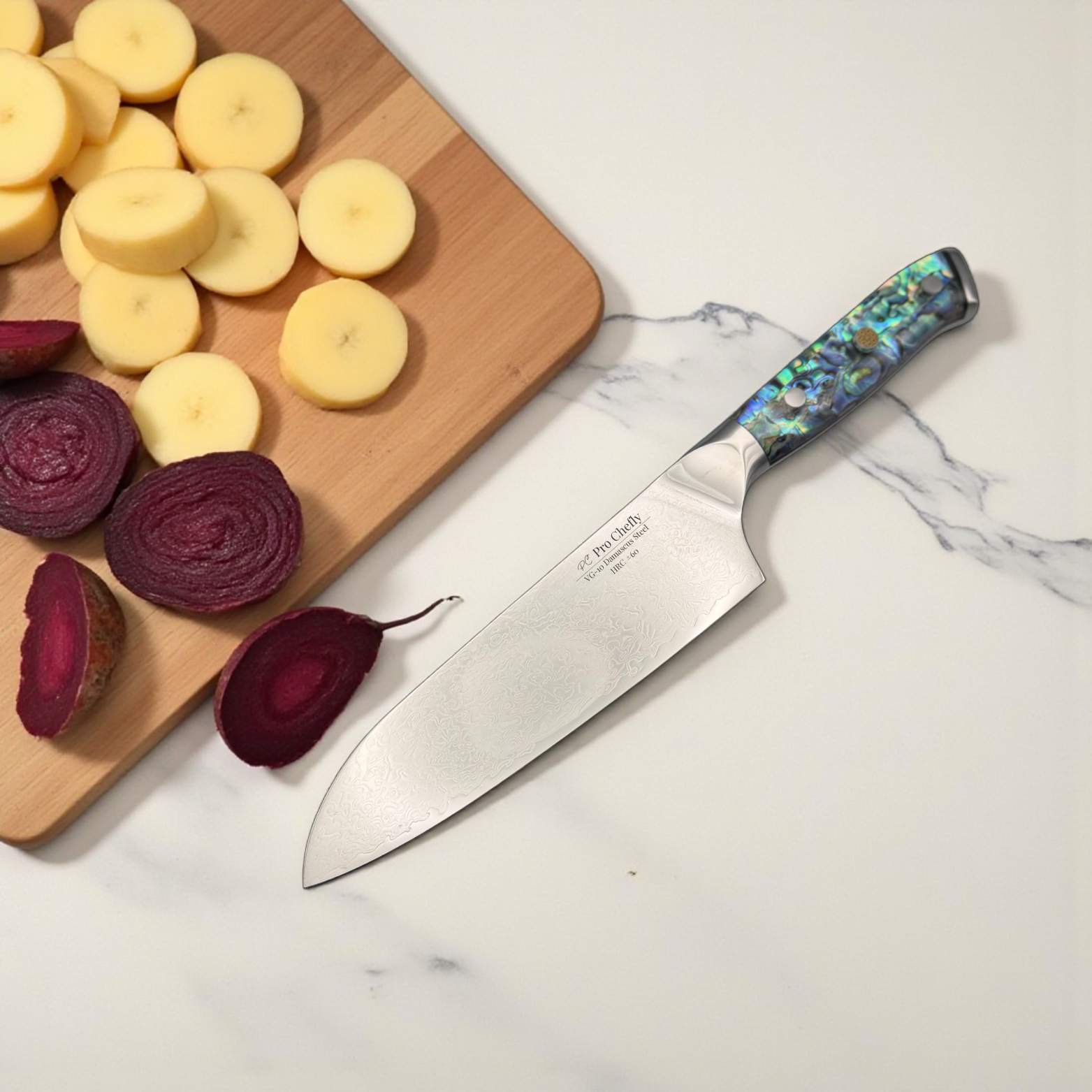 7” Damascus Santoku Knife