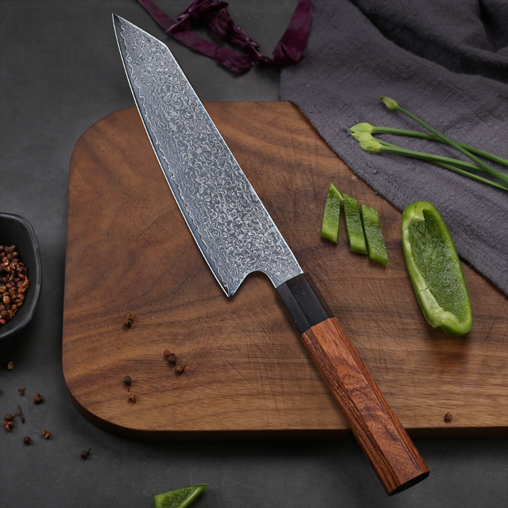 7" Damascus Kiritsuke Knife