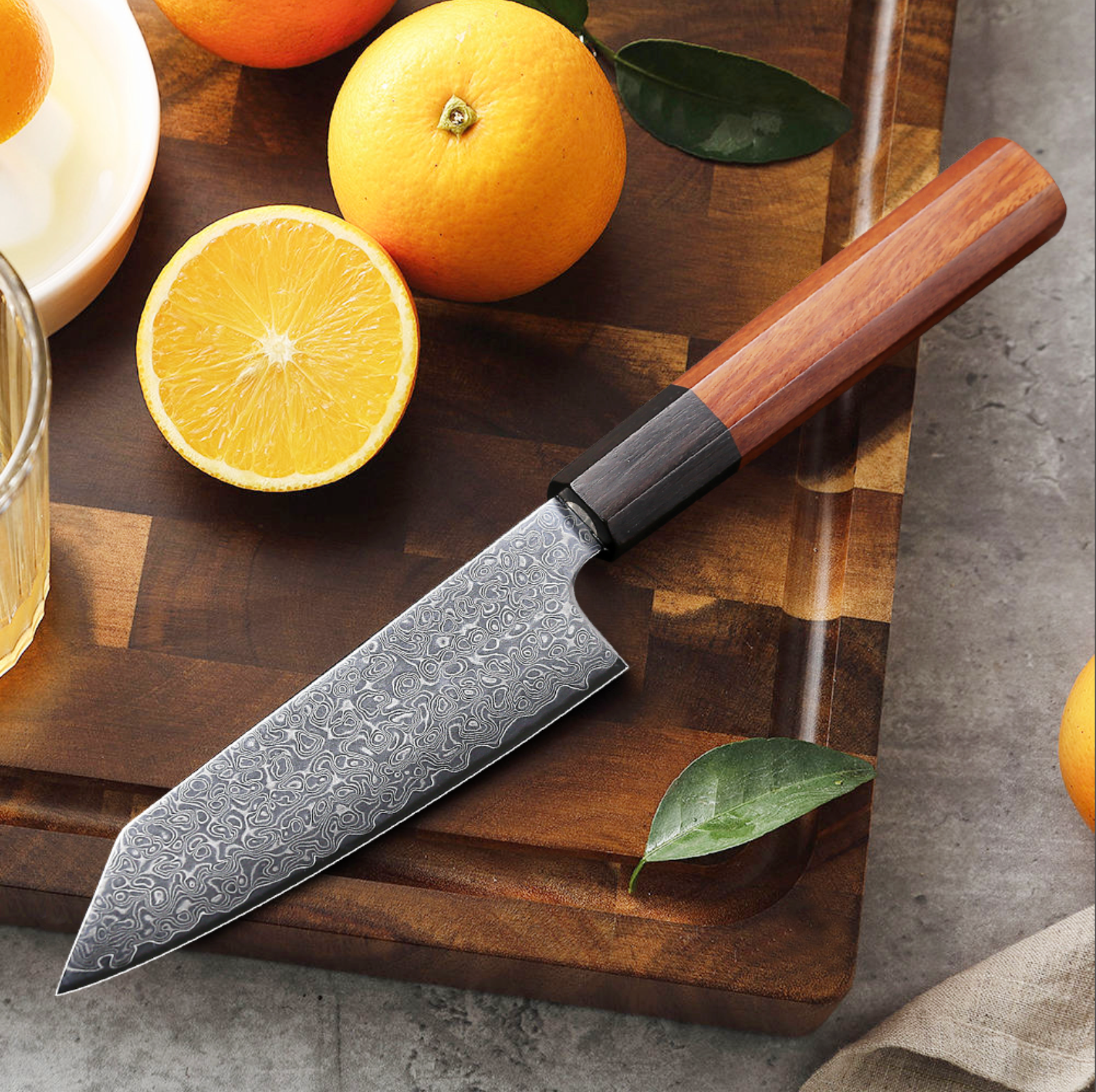 5" Damascus Mini Bunka Knife
