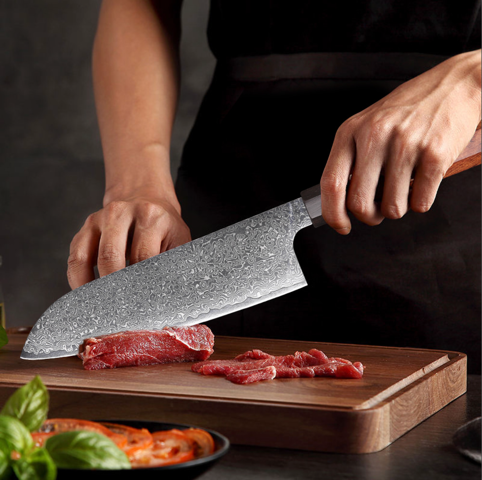 7" Damascus Santoku Knife