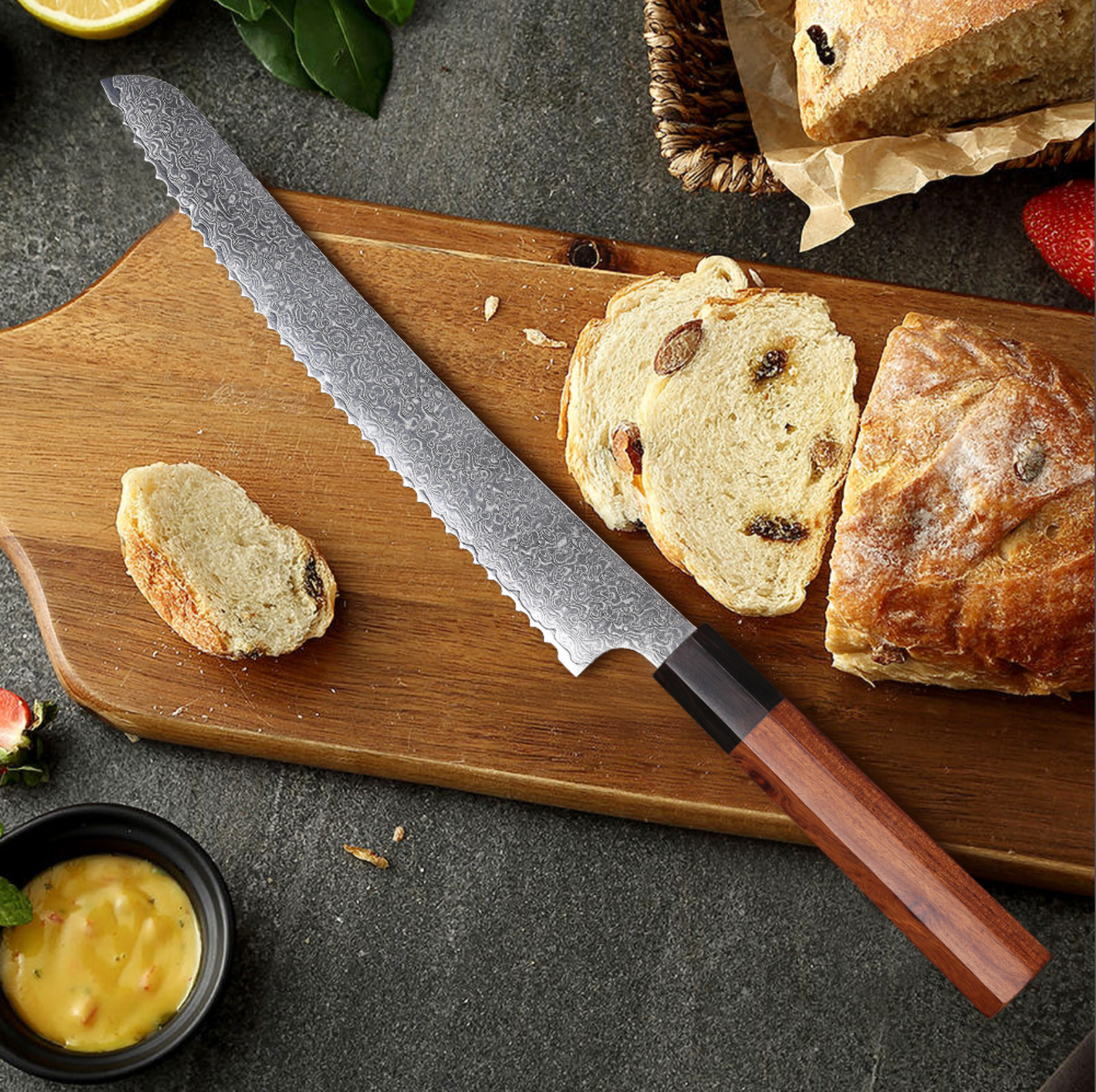 9" Damascus Bread Knife